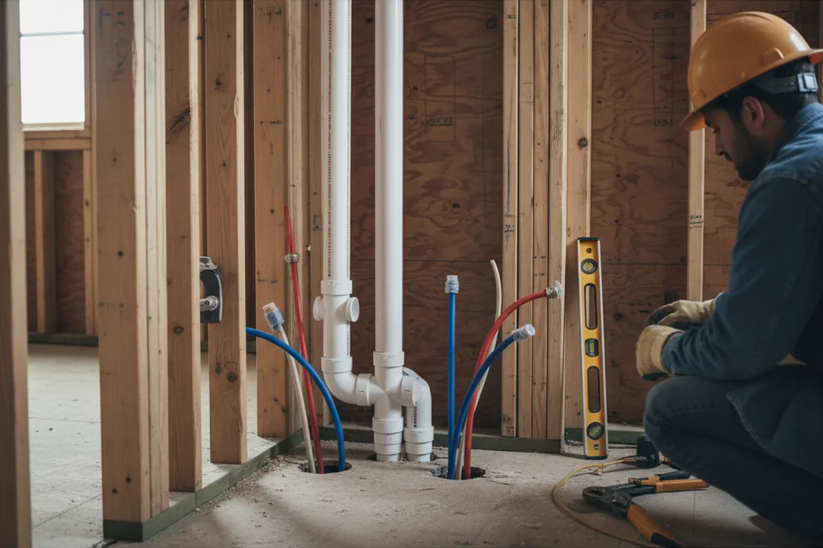 Drain and supply rough-in during Garbage Disposal Repair in Augusta